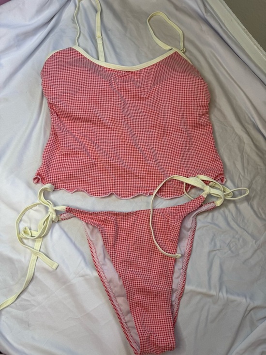 Zaful Other - Zaful Red Gingham Bikini Set with Cream Trim — NWOT